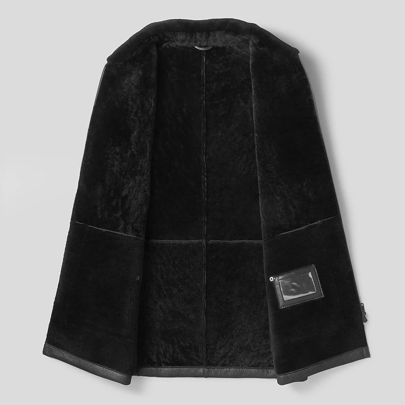 Мужская зимняя шуба из натуральной овечьей кожи средней длины|Мужские кожаные