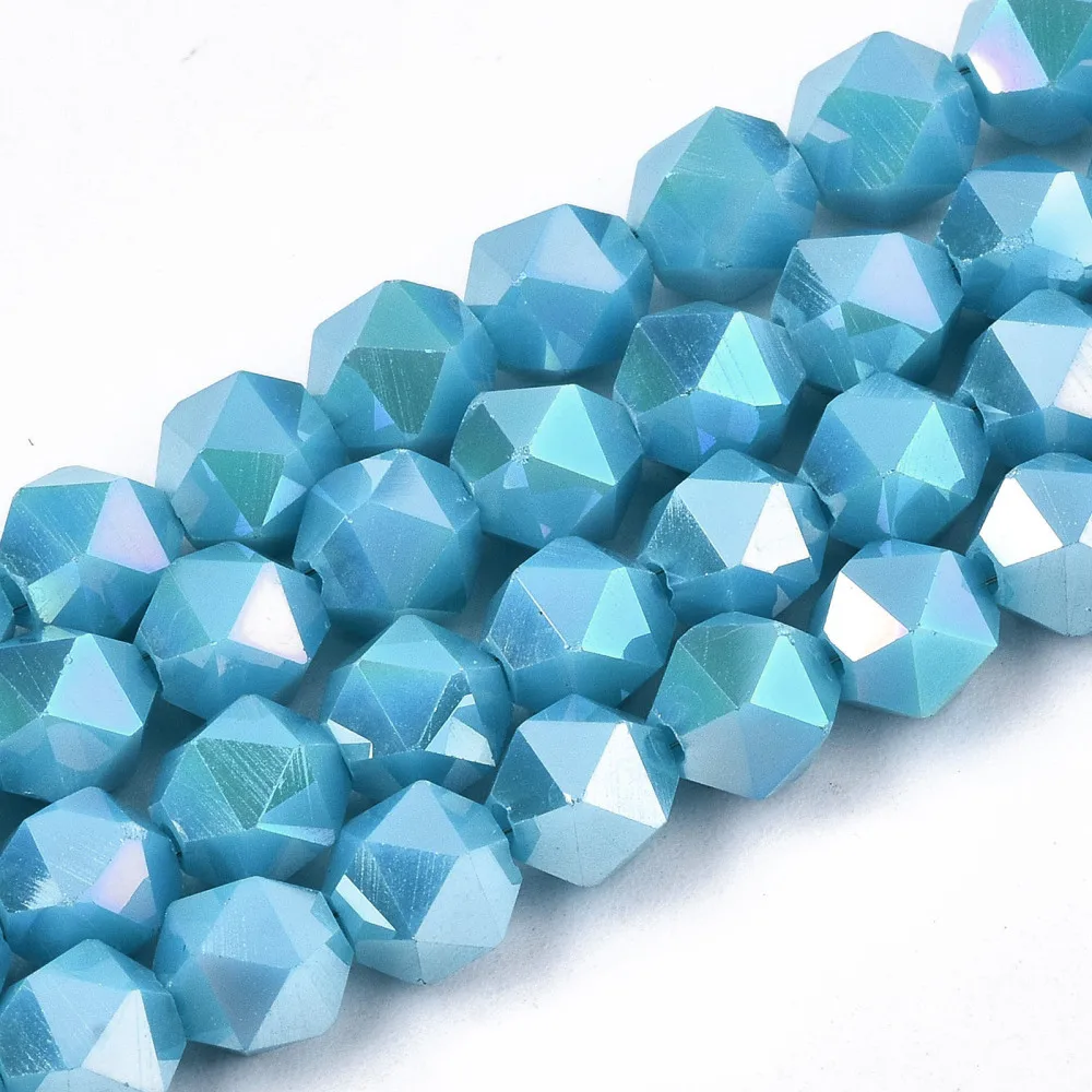

1Strand Electroplate Opaque Glass Beads Strands AB Color Plated Faceted Round Deep Sky Blue 5.5mm Hole: 1mm about 97~99pc/strand