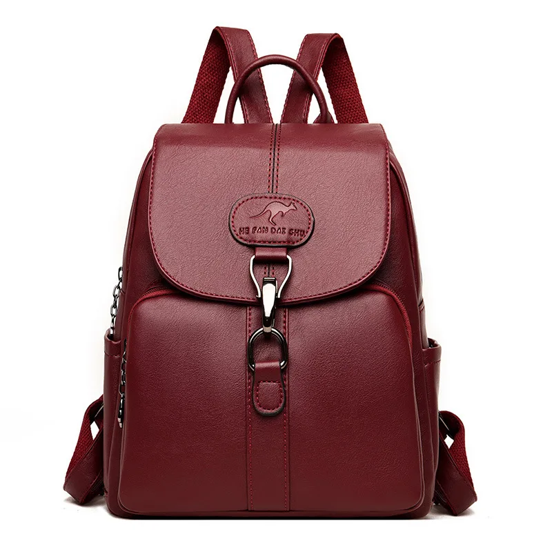 

soft leather backpack female 2021 new fashion teenagers grils schoolbag mommy leisure backpacks outdoor large capacity bag