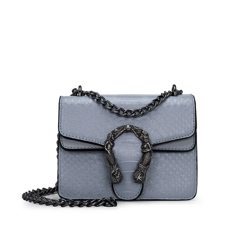 Gray Short Сумки на плечо из кожи аллигатора с цепочкой для женщин, женские сумки известного бренда, роскошные Брендовые женские кошельки на плечо и сумки с клапаном - Цвет: Gray Short