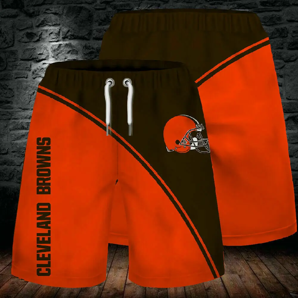 

American size Browns Summer Beach Shorts Men's Casual Loose Sport Shorts Swim Trunks