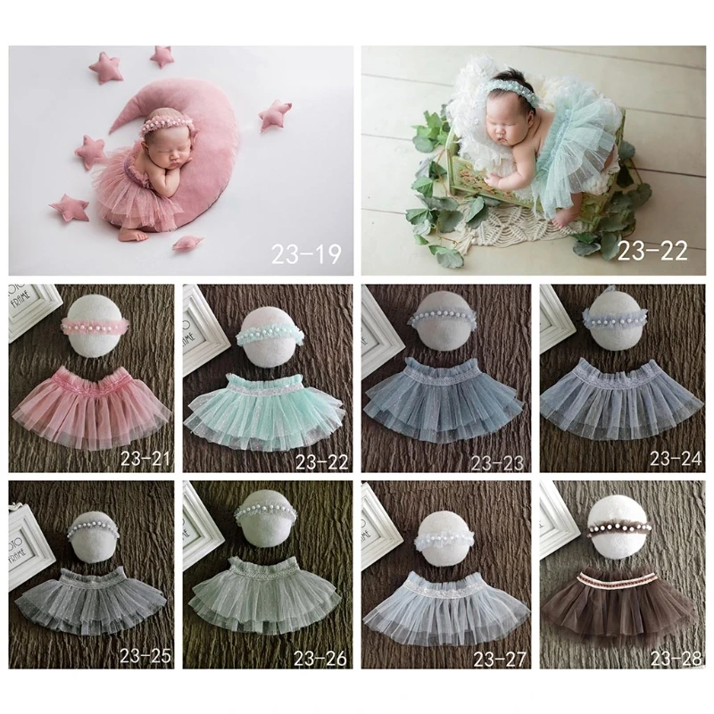 

Newborn Photography Props Baby Girls Princess Tutu Skirt Headband New Born Girl Photo Green Pettiskirt fotografia accessories