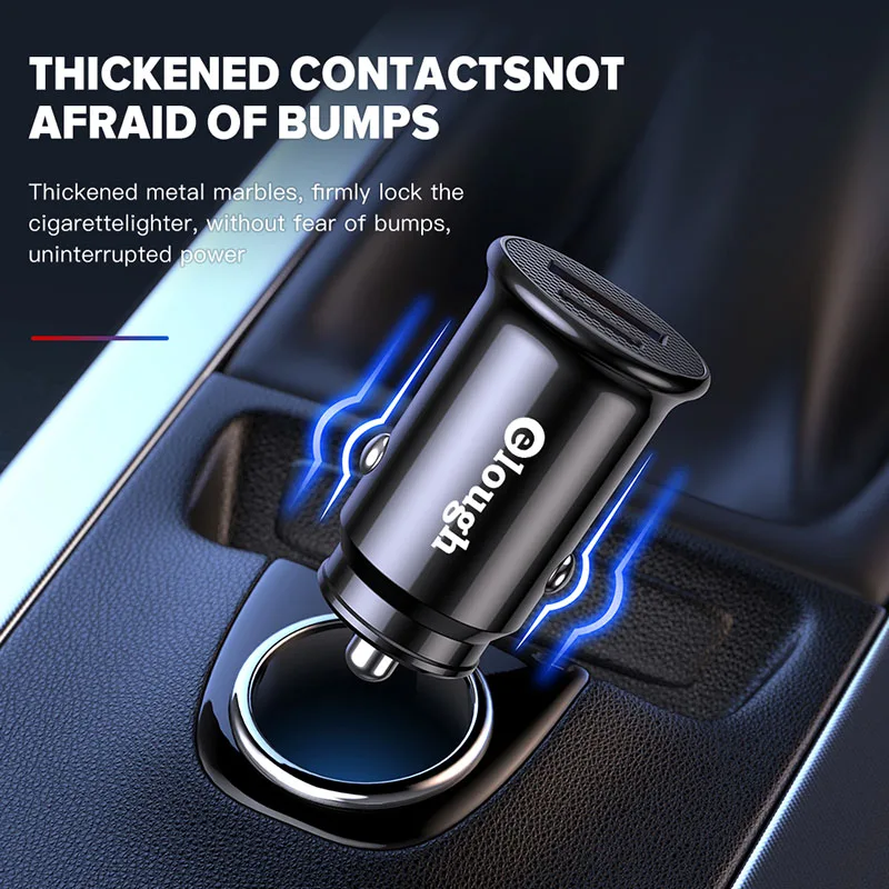 elough 40w usb car charger usb type c quick charge 3 0 qc pd 3 0 fast charge mini car mobile charger for iphone 12 xiaomi poco free global shipping