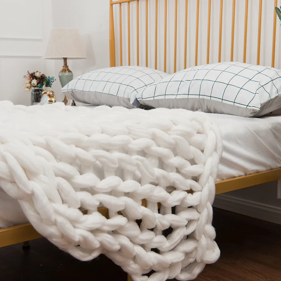 Вязаное одеяло s пряжа вязаное ручная вязка мягкое теплое крупное дешевое