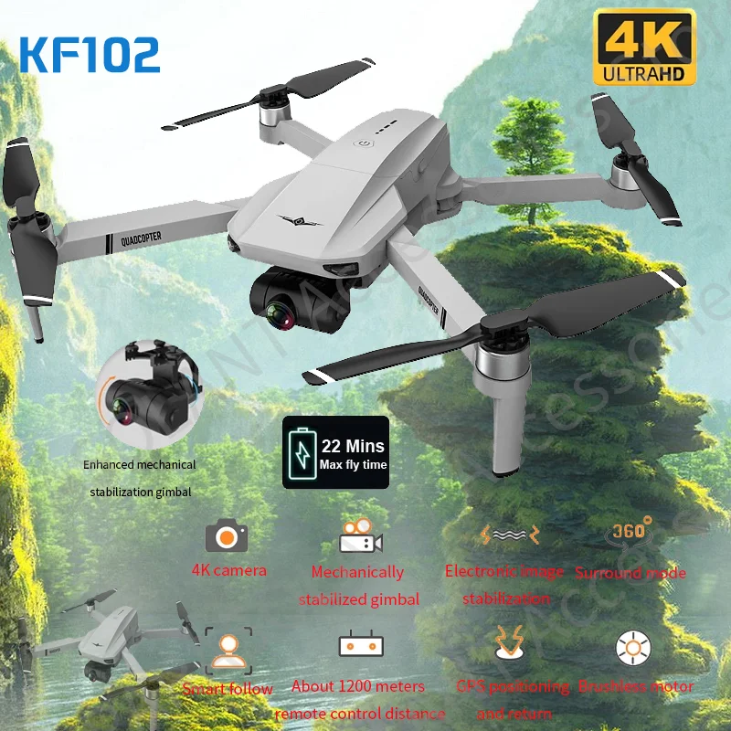 

Квадрокоптер KF102 Профессиональный с камерой 8K HD и 2-осевым шарниром дрон профессиональный квадрокоптер с камерой вертолет на пульте самолёт...
