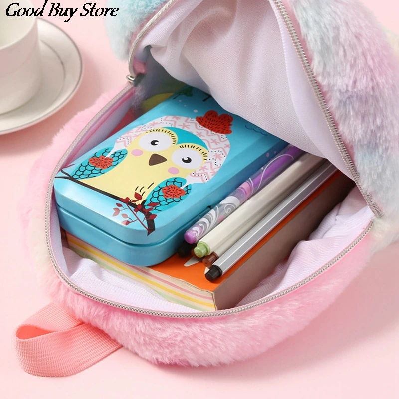 Cute Animal Fashion Backpack Children Soft Fur Schoolbag Winter Autumn Comfortable Kidergarten Kids Child Plush Backpacks Purse
