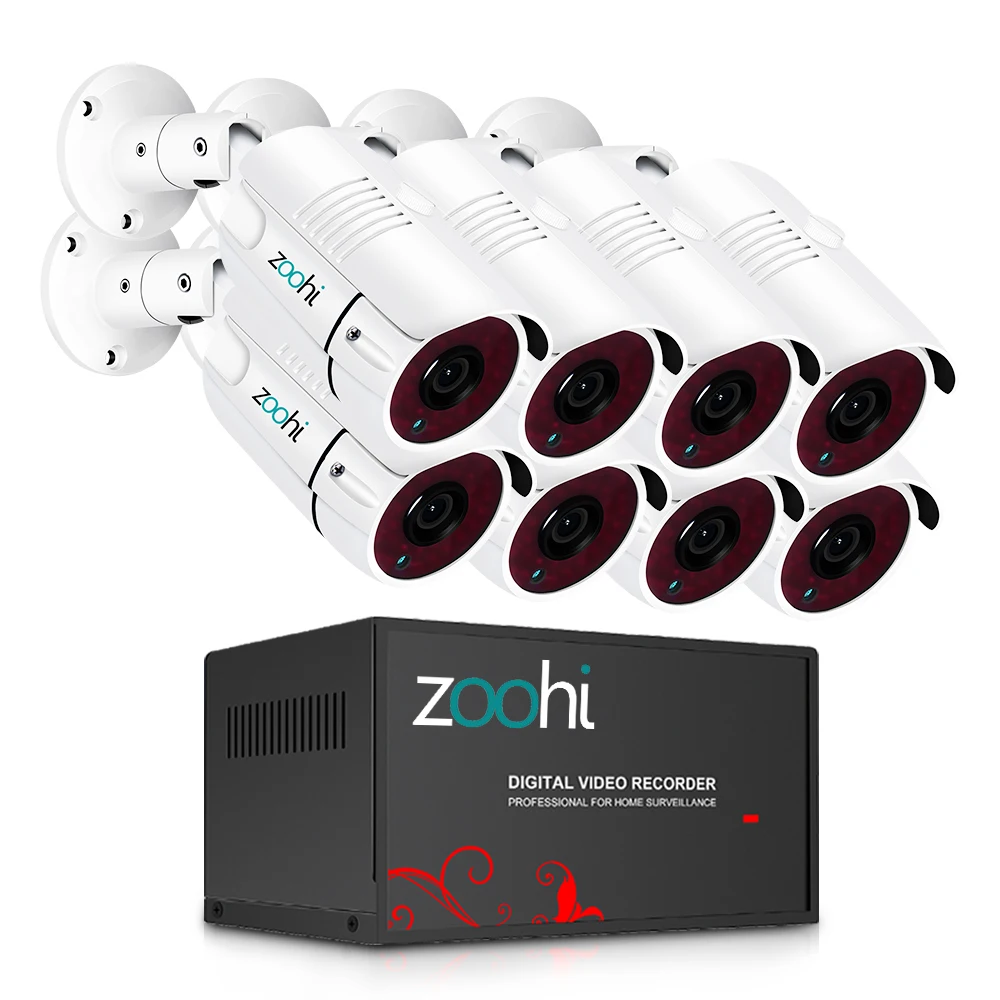 1080P 8 Cameras 8CH Zoohi AHD система видеонаблюдения 1080P система видеонаблюдения уличная камера Водонепроницаемая камера ночного видения камера безопасности комплект IP66 - Цвет: 1080P 8 Cameras 8CH