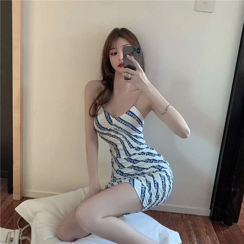 

2021 Summer Women Short Sleeved Letter Mini Dress,Sexy V/Slash-Neck Empire Waist Dresses