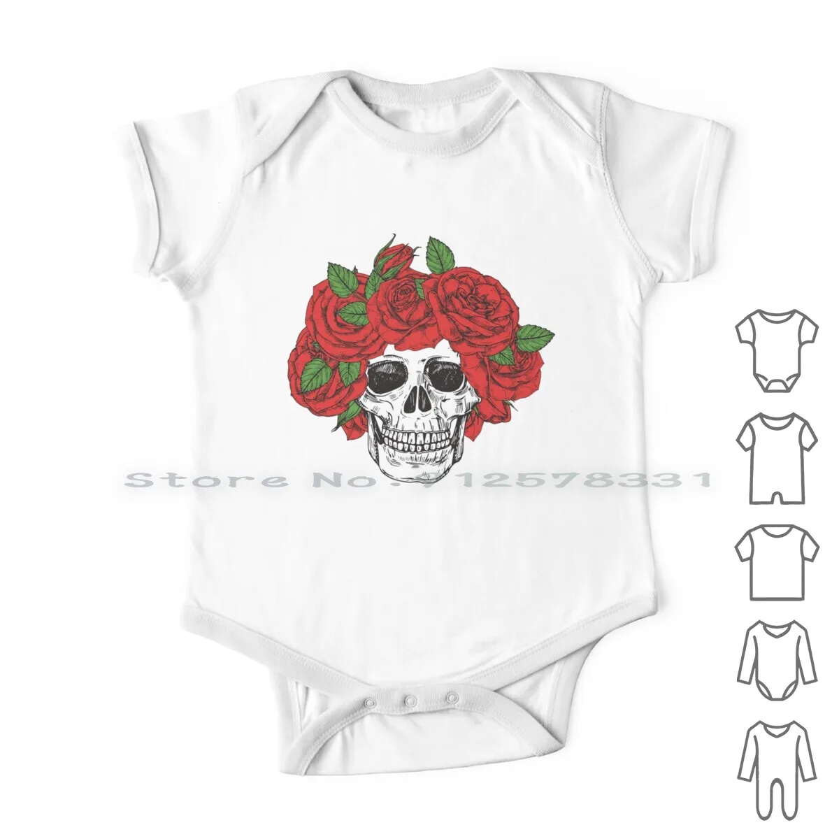 

Детский хлопковый комбинезон с принтом черепа и розы