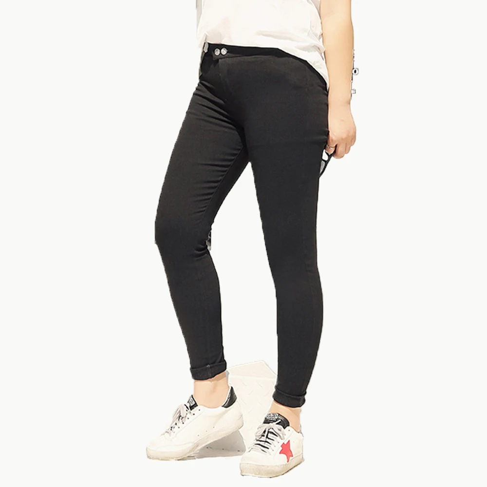Женские облегающие брюки-карандаш больших размеров однотонные черные высокие