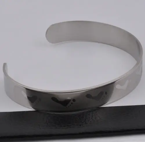 

High quality footprint cuff bracelet Bangle For Men Women 304 Stainless Steel Bracelets Bangles