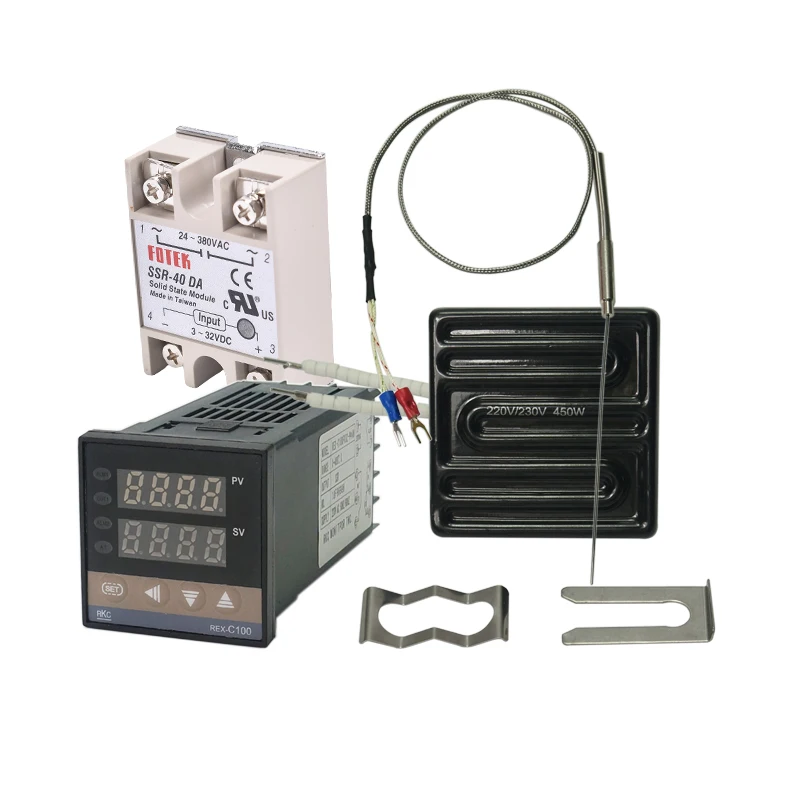 

Цифровой регулятор температуры с керамической пластиной 450 Вт, реле SSR 40 А + зонд термопары K RKC