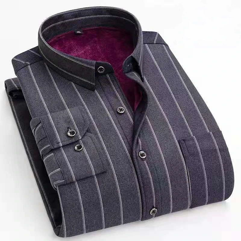 Мужская классическая двухсторонняя Флисовая теплая рубашка зимняя новая модная