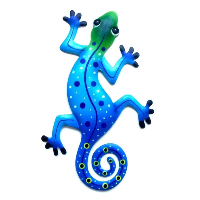

Iron Art Gecko Ornaments Metal Lizard Art Sculpture for Patio Outdoor Wall Fence Hanging Decorations K3NA