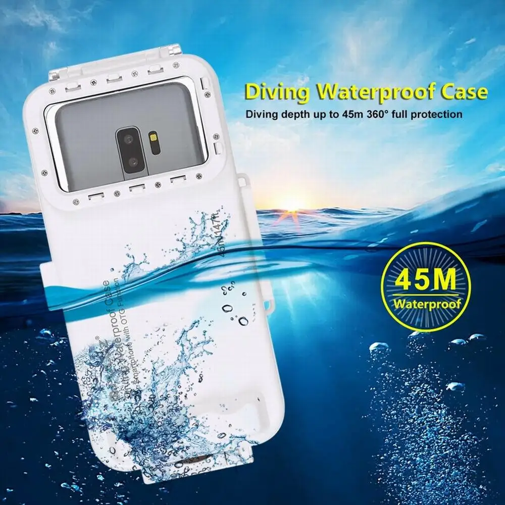 45m swimming waterproof phone case photo video taking underwater cover case for galaxy huawei xiaomi swimming accessories free global shipping