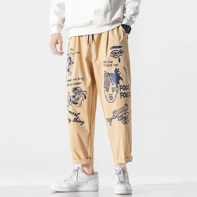 Брюки-карго YOYOO мужские оверсайз с принтом одежда для осени повседневные