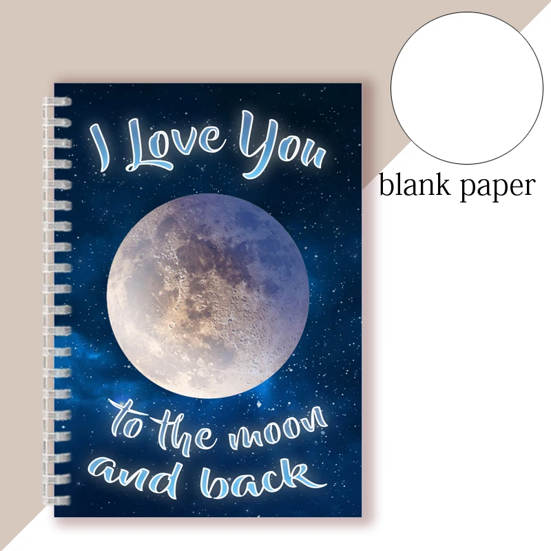 I Love You To The Moon And Back - Spiral Notebook Binder Note Book Blank Lined Page Charm Painting Poster Cover Mom Baby Gifts | Канцтовары