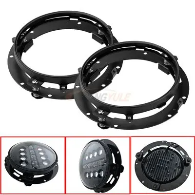 7 black bracket 2X7 дюймов круглый светодиодный фары проекционный комплект фар для Jeep Wrangler JK TJ LJ lada niva 4x4 suzuki samurai Hummer H1 H2 - Цвет: 7 black bracket