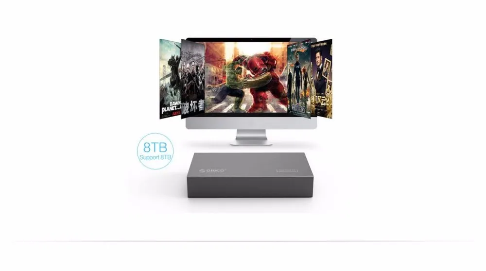 ORICO 3,5 дюймовый корпус для жесткого диска алюминиевый SATA для USB3.0 чехол для жесткого диска для SSD диск поддержка 10 ТБ UASP USB3.0 с адаптером питания