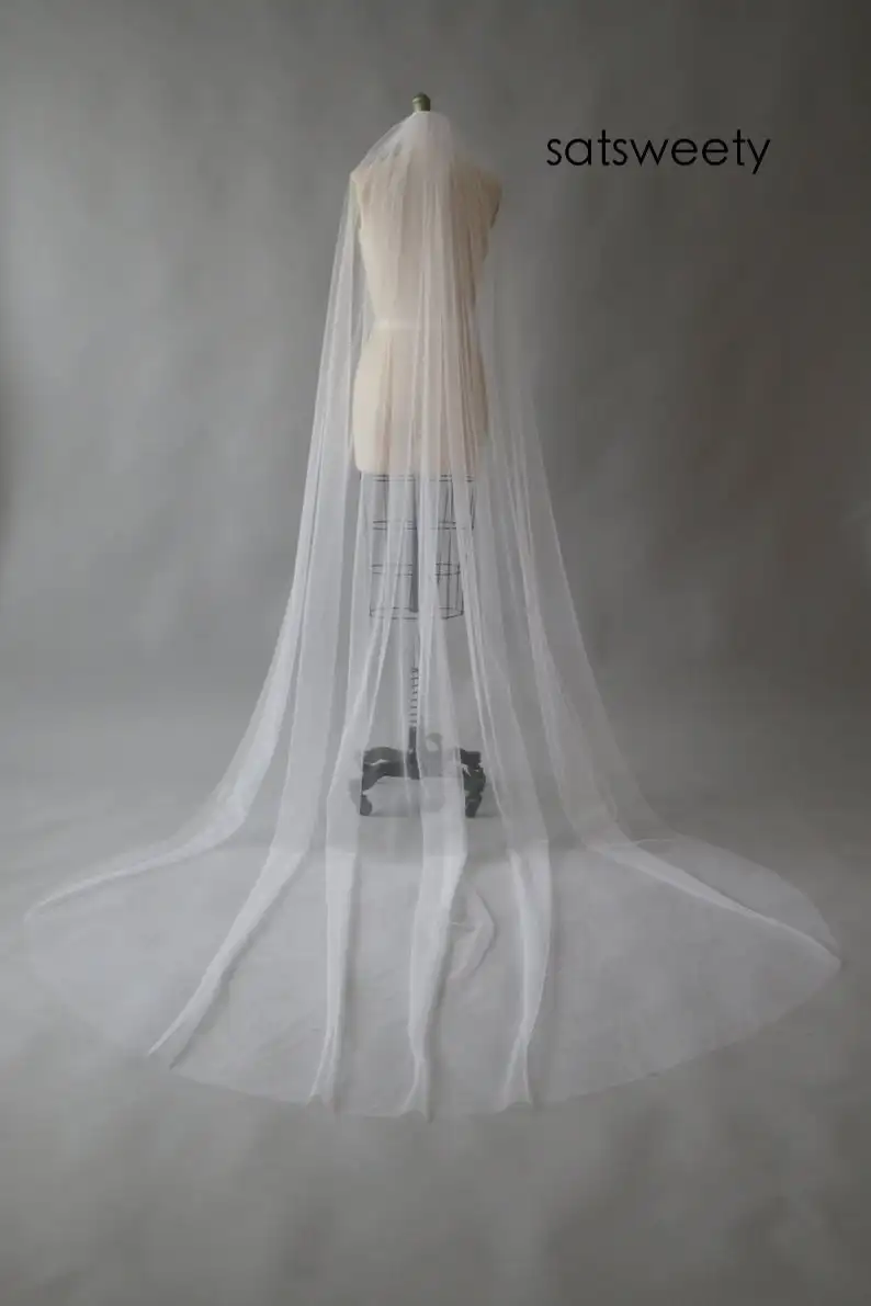 Высокое качество простой часовня фаты 1 слоя с расческой белый/слоновая кость