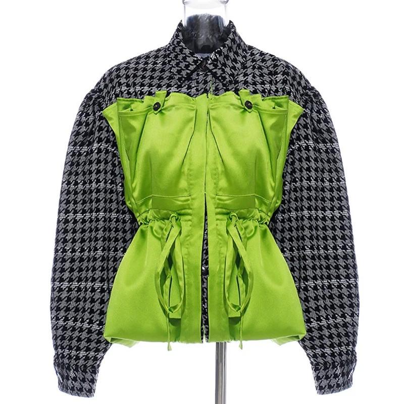 Женская флуоресцентная куртка на завязках с рукавами-фонариками и высокой