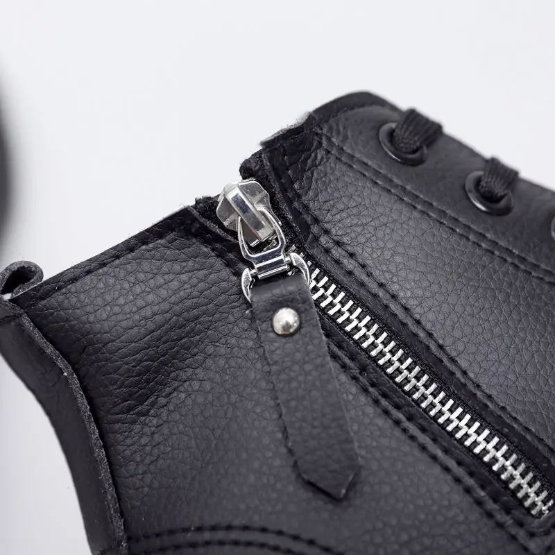 Unisex PU Leather Boots Women Zipper Luxury Brand Ankle Boots Girls Student School Autumn Shoes 2021 Stiefeletten Damen Leder