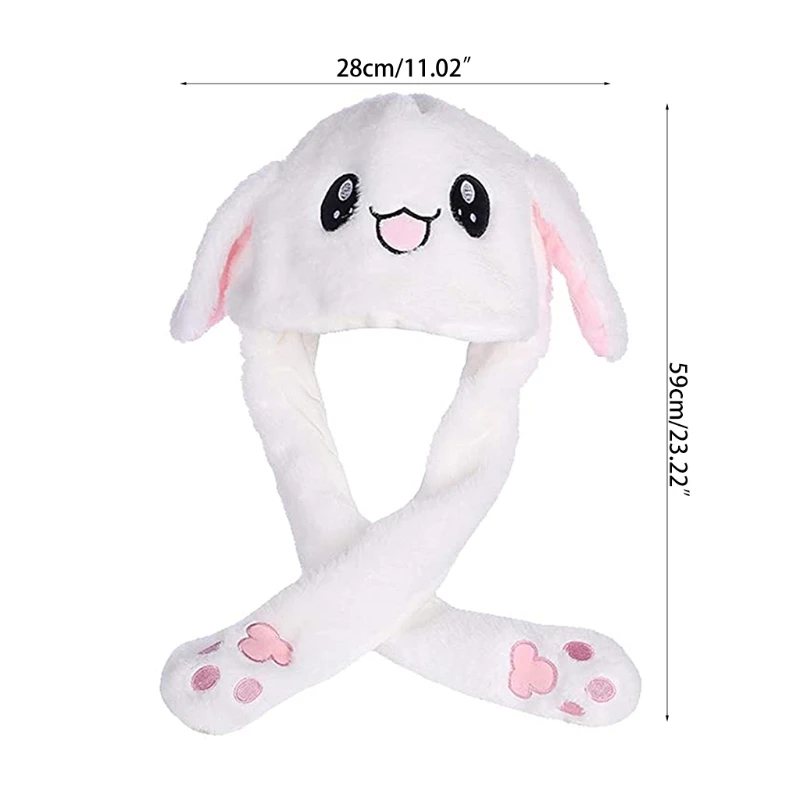

OOTDTY Rabbit Cute Animal Hat Plush Hat is Very Interesting That The Ear Can Move Plush Toy Gift