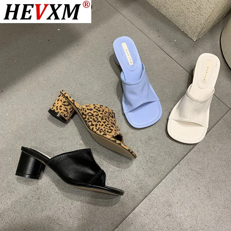 

2021 New Brand Designer Square Toe Mules Heels Slippers Sandals Women Solid High Heels Women Slides Ladies Party Sandals Shoes