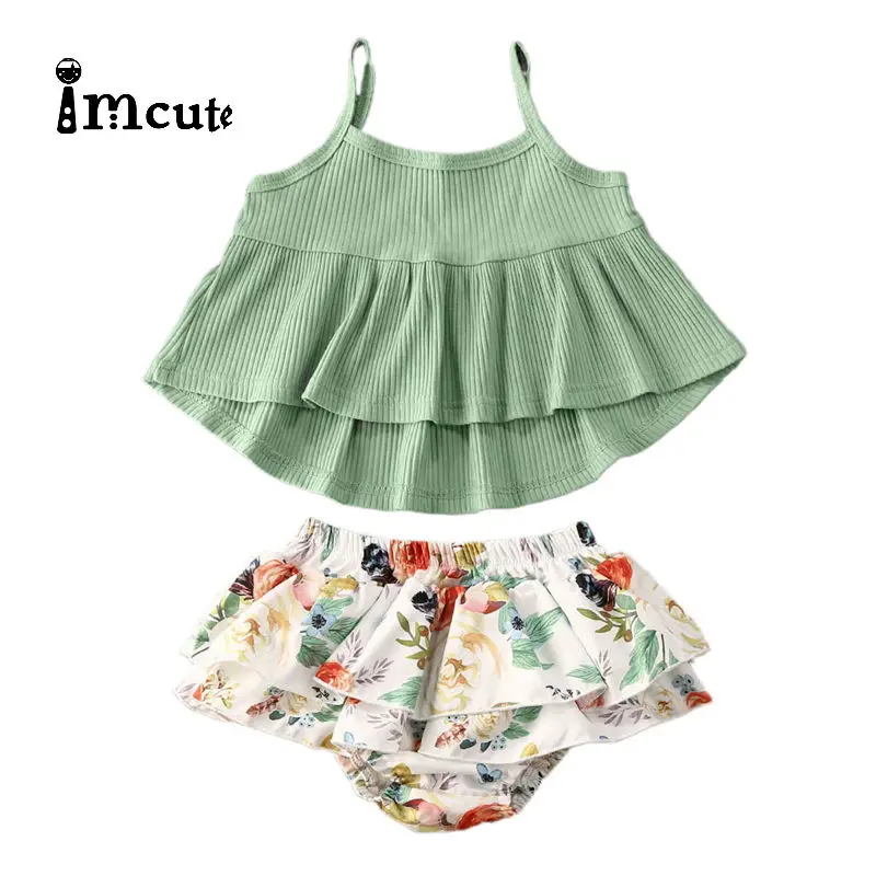 3 шт./комплект жилет с оборками и шорты цветочным принтом|Комплекты одежды для