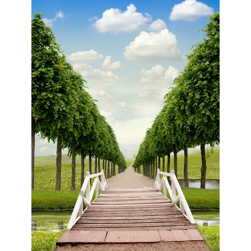 DAWNKNOW Tree Sky Vinyl Photography Background For Newborn Small bridge Photo Shoot Backdrop Wedding Studio F1695 | Электроника