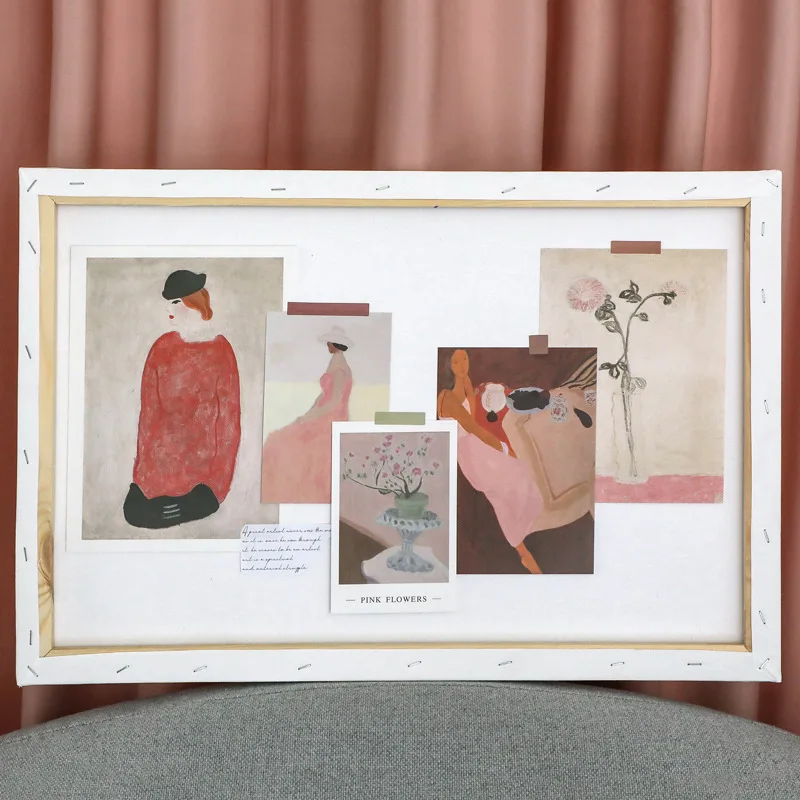 Креативная декоративная открытка в скандинавском ретро стиле 5 листов розовые