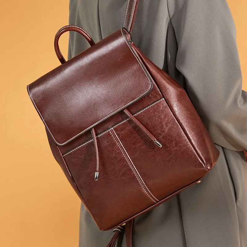 Рюкзак женский из натуральной кожи Повседневный с двумя ремнями 2019 | Багаж и