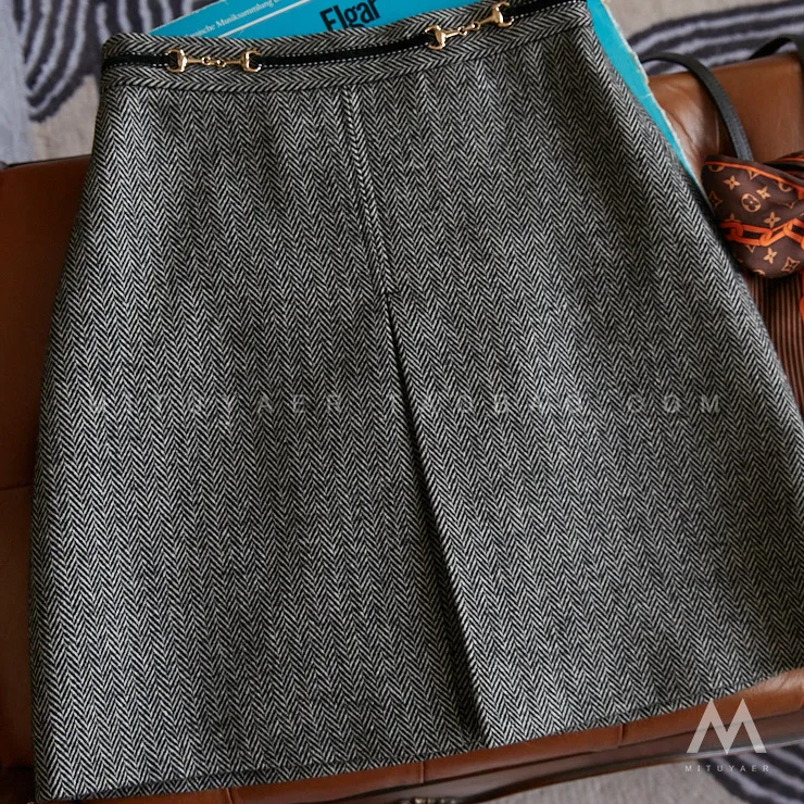 С узором елочка шерстяные короткие 2021 Новый пояс с лентой из бархата Пряжка