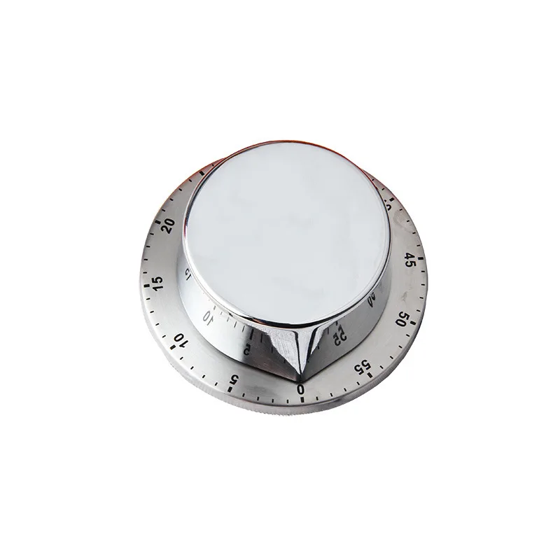 1 Pcs Accurate Stainless Steel Kitchen Timer Round Shape 60 Minutes No Battery Magnetic Back Cooking Clock