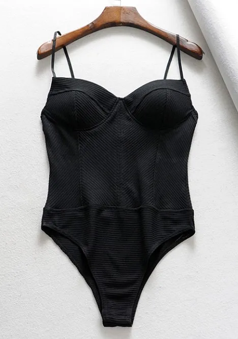 Black SheMujerSky Женские однотонные трикотажные боди на бретельках без рукавов Короткие Комбинезоны сексуальные обтягивающие Боди Комбинезоны - Color: Black