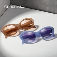 shauna ins popular fashion cat eye colorful sunglasses women retro rivets decoration oval gradient men blue pink sun glasses