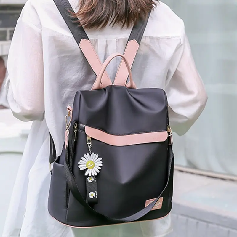 

Bags Women Black Backpack Waterproof Fabric Large Female Shoulder Bag Large Capacity Simple Style Casual Travel Bag