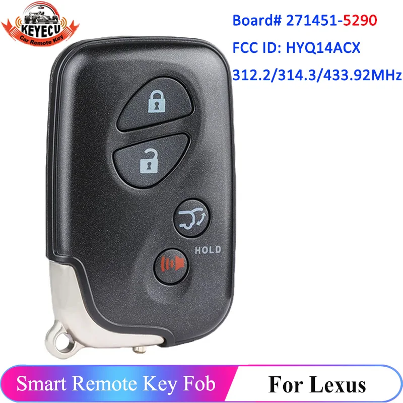

KEYECU для Lexus RX450 RX450h CT200h дистанционный смарт ключ-брелок HYQ14ACX 271451-5290 GNE Board SUV 4 Button