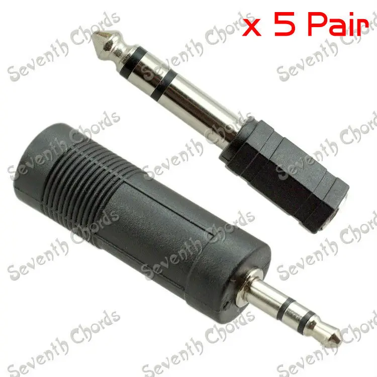 

5 Pair 3.5 Female To 6.35 Male & 6.35 Female To 3.5 Male Microphone Guitar Cable Audio Converter Adapter Coupler Stereo