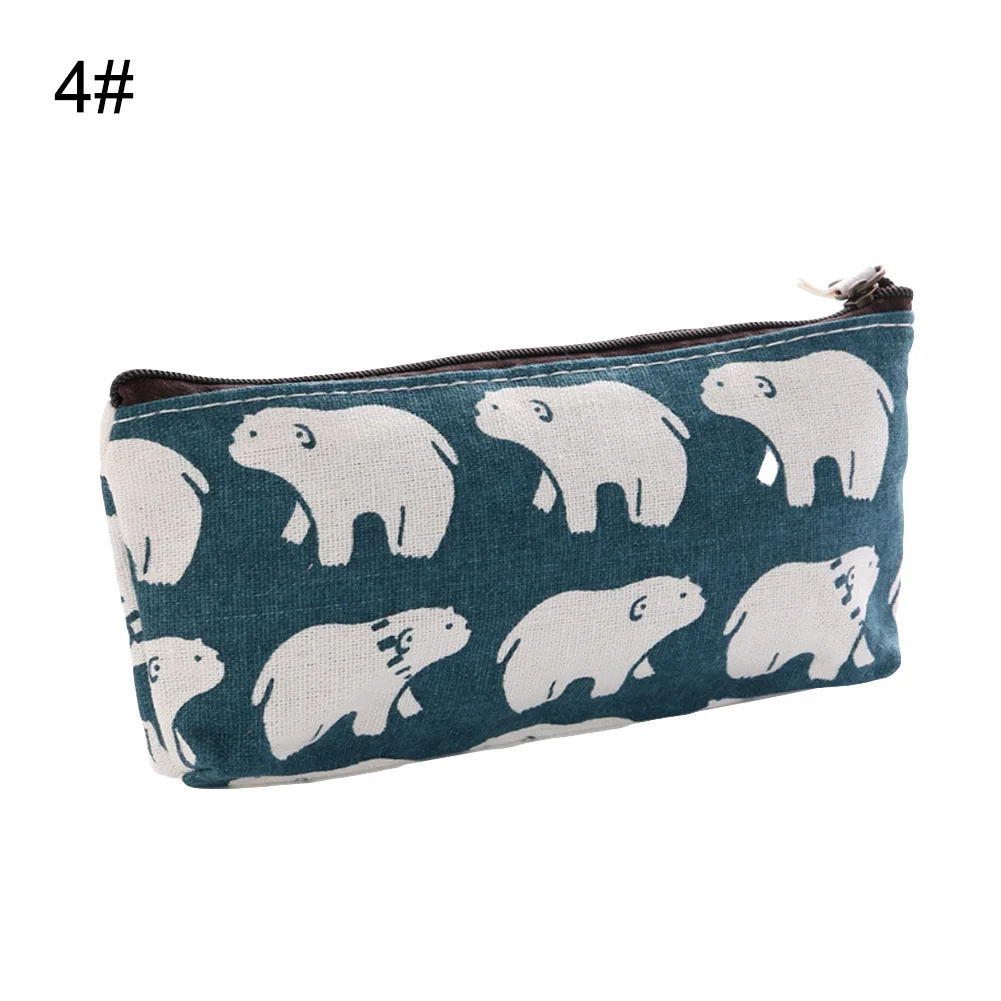 Cute Canvas Whale Flower Printed Pencil Bag School Supplies Stationery Gift School Cute Pencil Box Creative School Tools - Цвет: 4