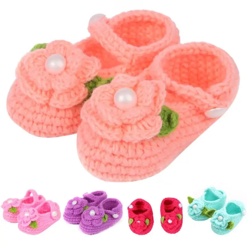 

0-18 Month Infant Toddler Princess First Walkers Newborn Baby Girls Kid Prewalker Soft Soled Shoe Flower Knitting Shoes Footwear