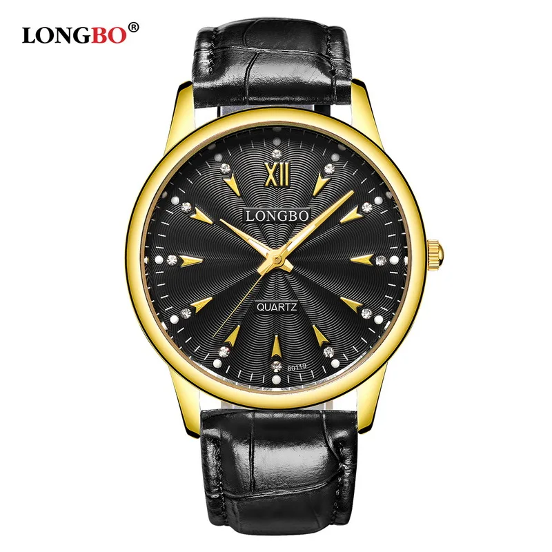 

relogio masculino LONGBO Luxury Brand Leather Steel Analog Display Date Men's Quartz Watch Male Business Large Size Watch 80119