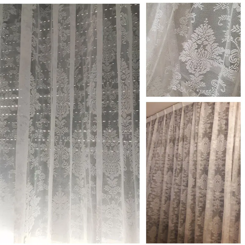 Белые кружевные тюлевые шторы для спальни цветочных окон в европейском стиле