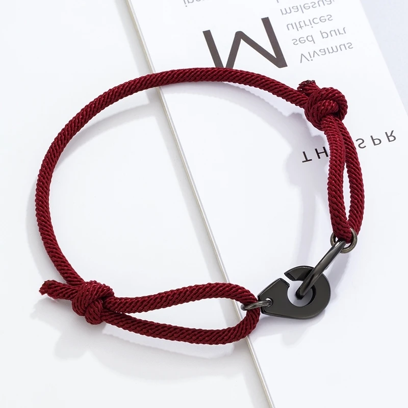 MKENDN черный браслет из нержавеющей стали с наручниками на шнуре для женщин и