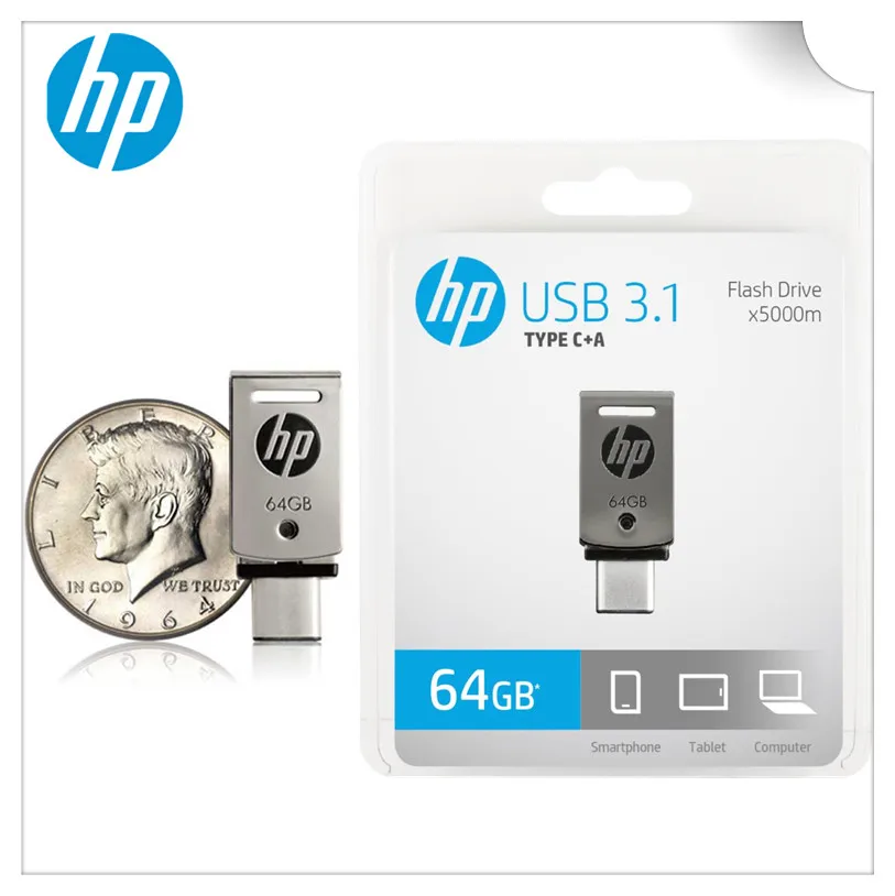 Оригинальный USB накопитель HP X5000M 16 ГБ 32 64 128 OTG флеш 3 1 Mini U Stick 170 флешка