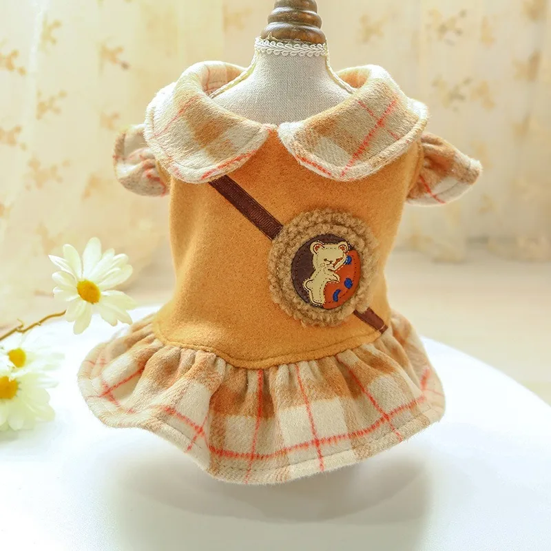 

Dog Clothes Winter Clothes Pet Supplies Clothing Puppy Coffee Woolen Skirt Cat Spring and Autumn Dog Clothes for Medium Dogs