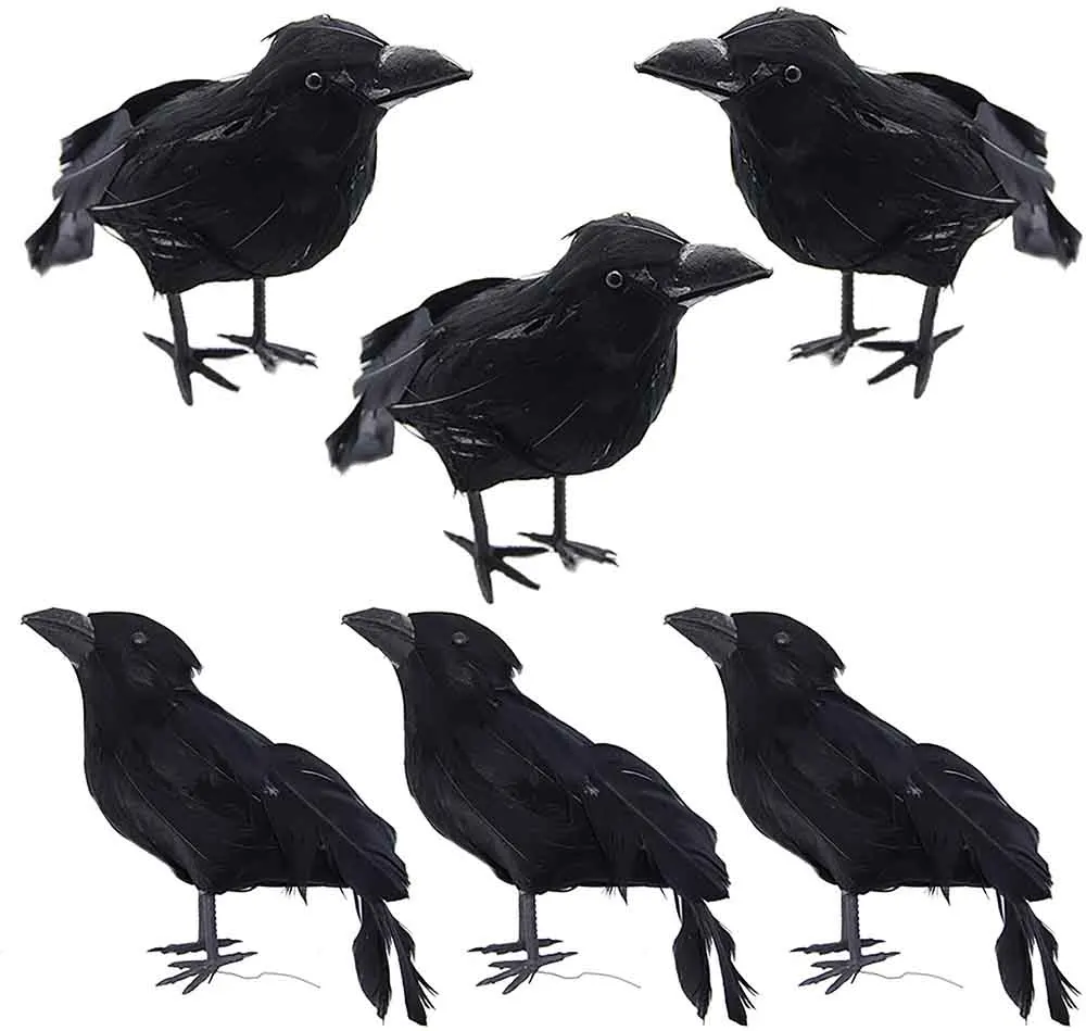 

1PC Halloween Black Crow Model Simulation Fake Bird Animal Scary Toys For Halloween Party Home Decoration Horror Props