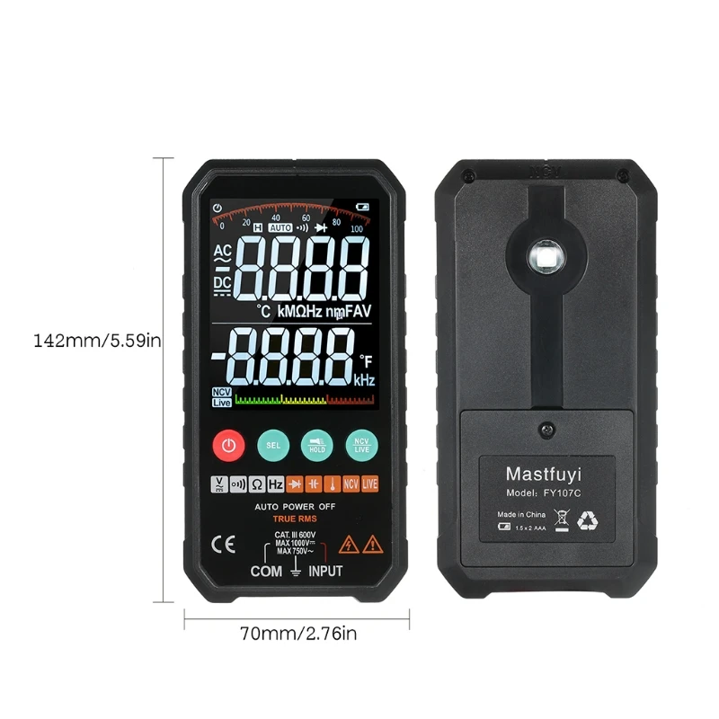 

2021 New Digital Multimeter Large Screen Universal Tester for Testing Voltage Current Resistance Diodes Capacitance Temperature