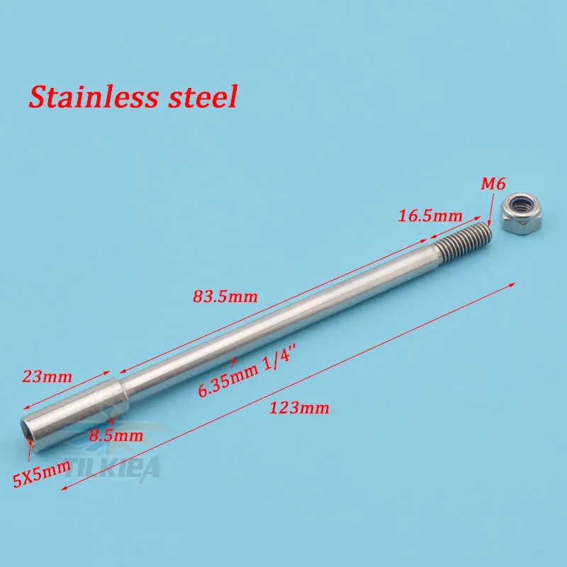 002 L123mm Rc лодка сталь/нержавеющая сталь 6,35 мм 1/4 ''/Высокоскоростная сталь 6,4 мм опорный вал для rc лодки гибкий вал кабель хорошее качество - Цвет: 002 L123mm