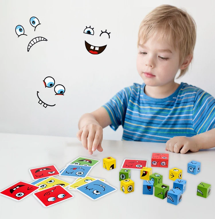 Детское деревянное выражение головоломка волшебный куб строительные блоки